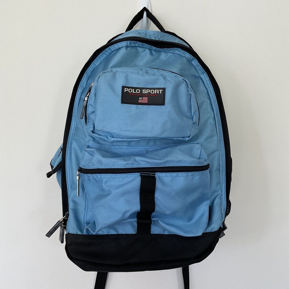 VTG 90s Y2K Polo Sport Ralph Lauren Technical Backpack Blue Travel School Bag